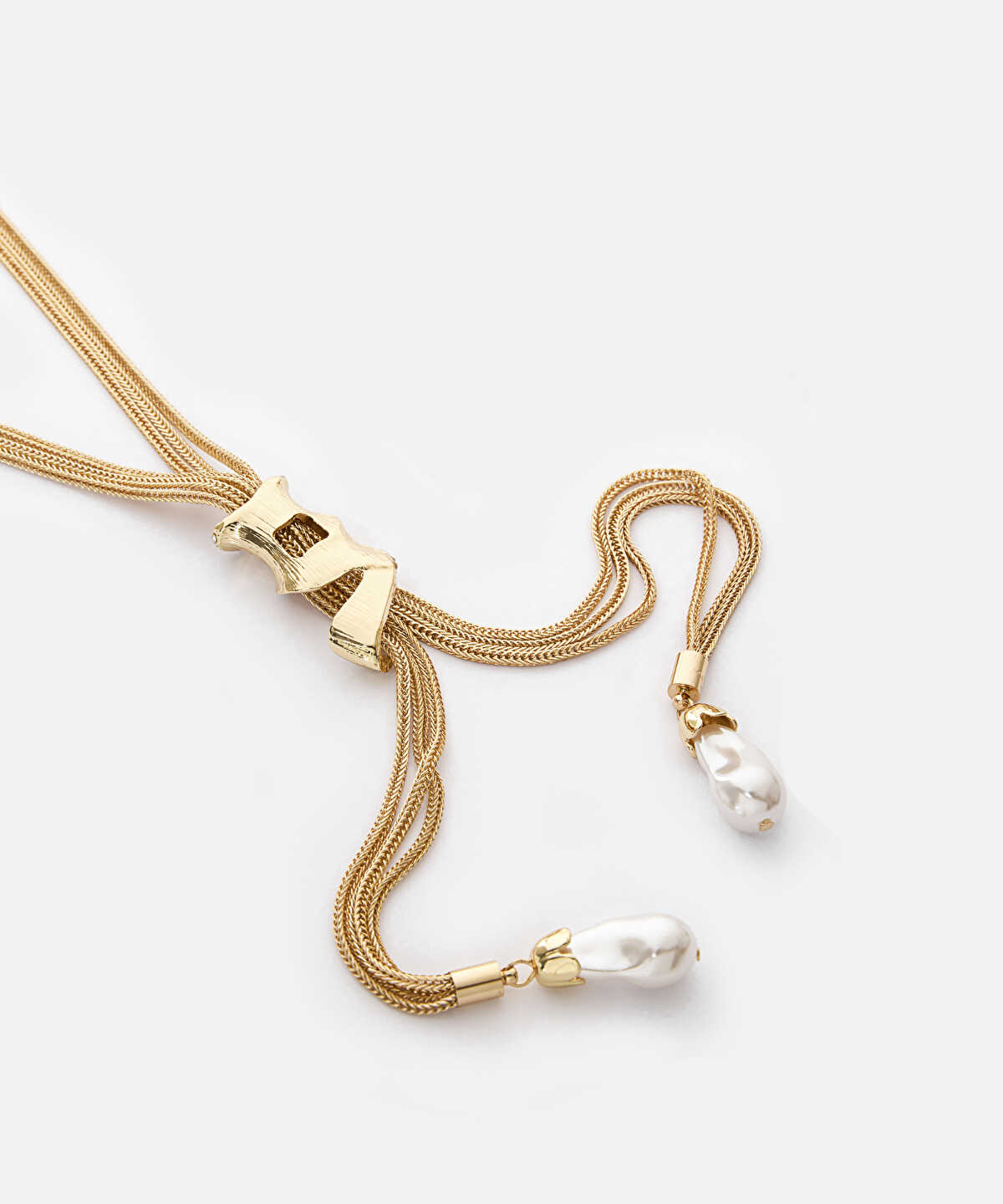 Zoomed Faux-Pearl Pendant Long Chain Necklace