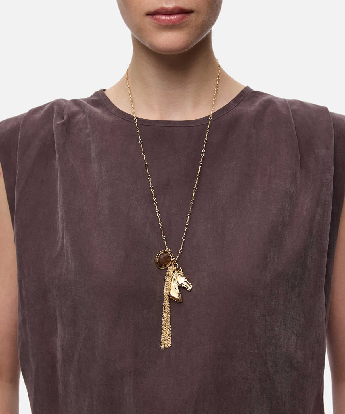 Horse-Pendant Chain Dangle Necklace