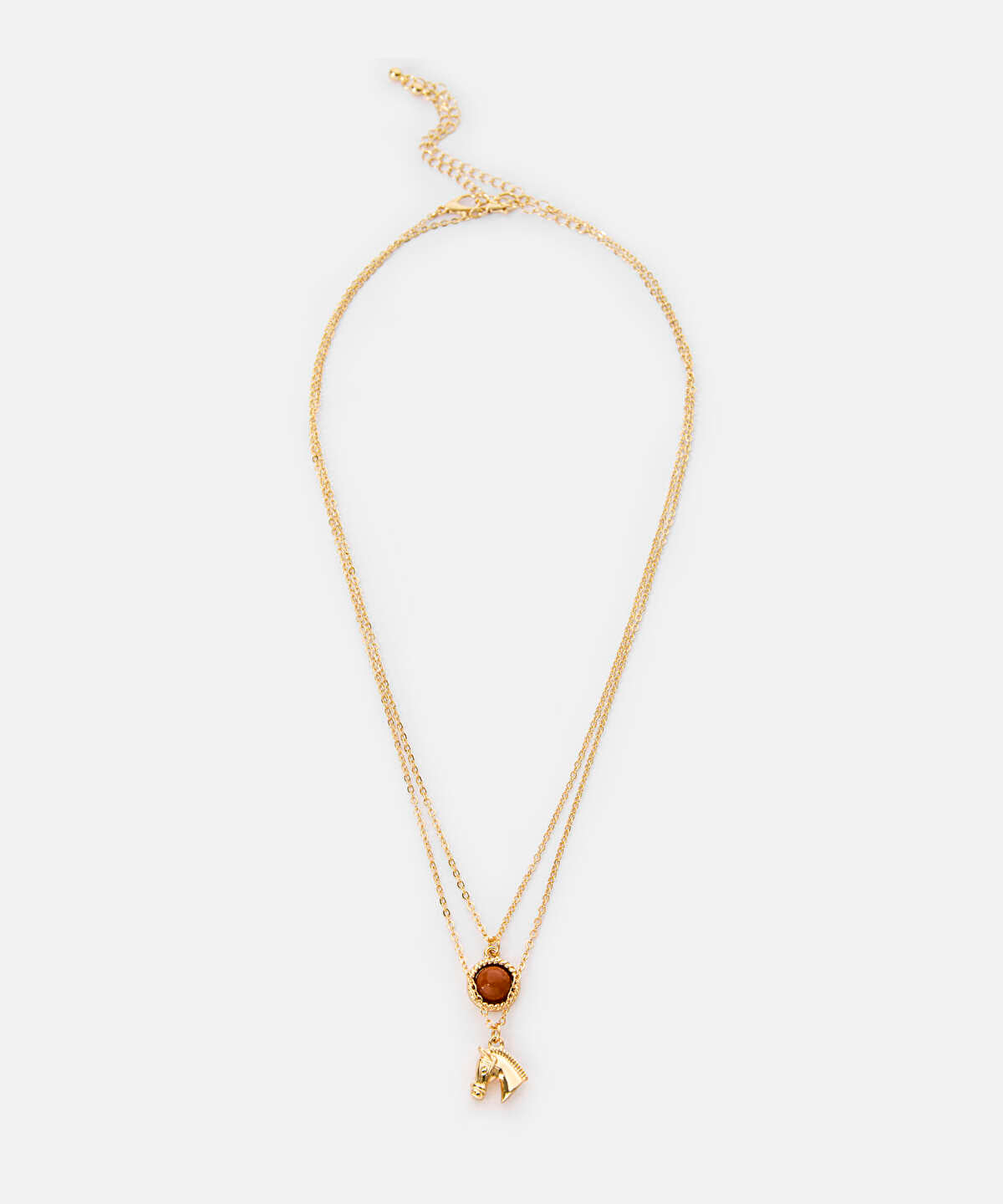 Zoomed Horse-Charm Chain Necklace Set