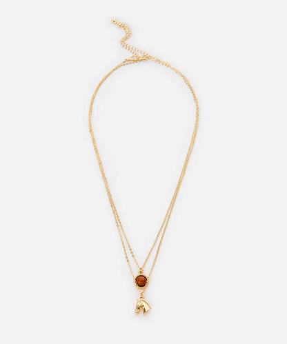 Horse-Charm Chain Necklace Set