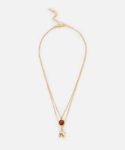 Horse-Charm Chain Necklace Set