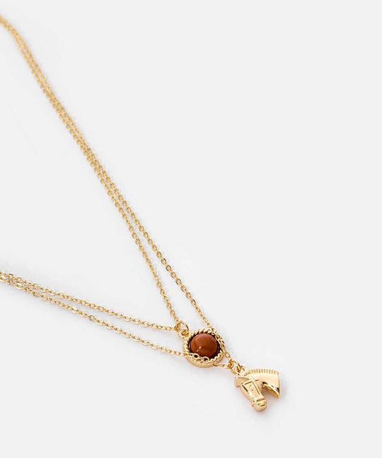 Horse-Charm Chain Necklace Set