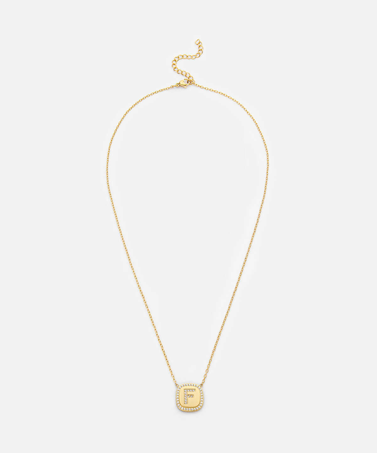 Zoomed Embellished 'F' Pendant Necklace