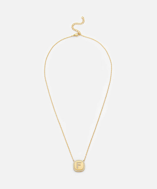 Embellished 'F' Pendant Necklace