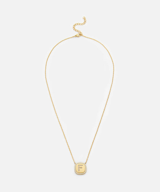 Embellished 'F' Pendant Necklace