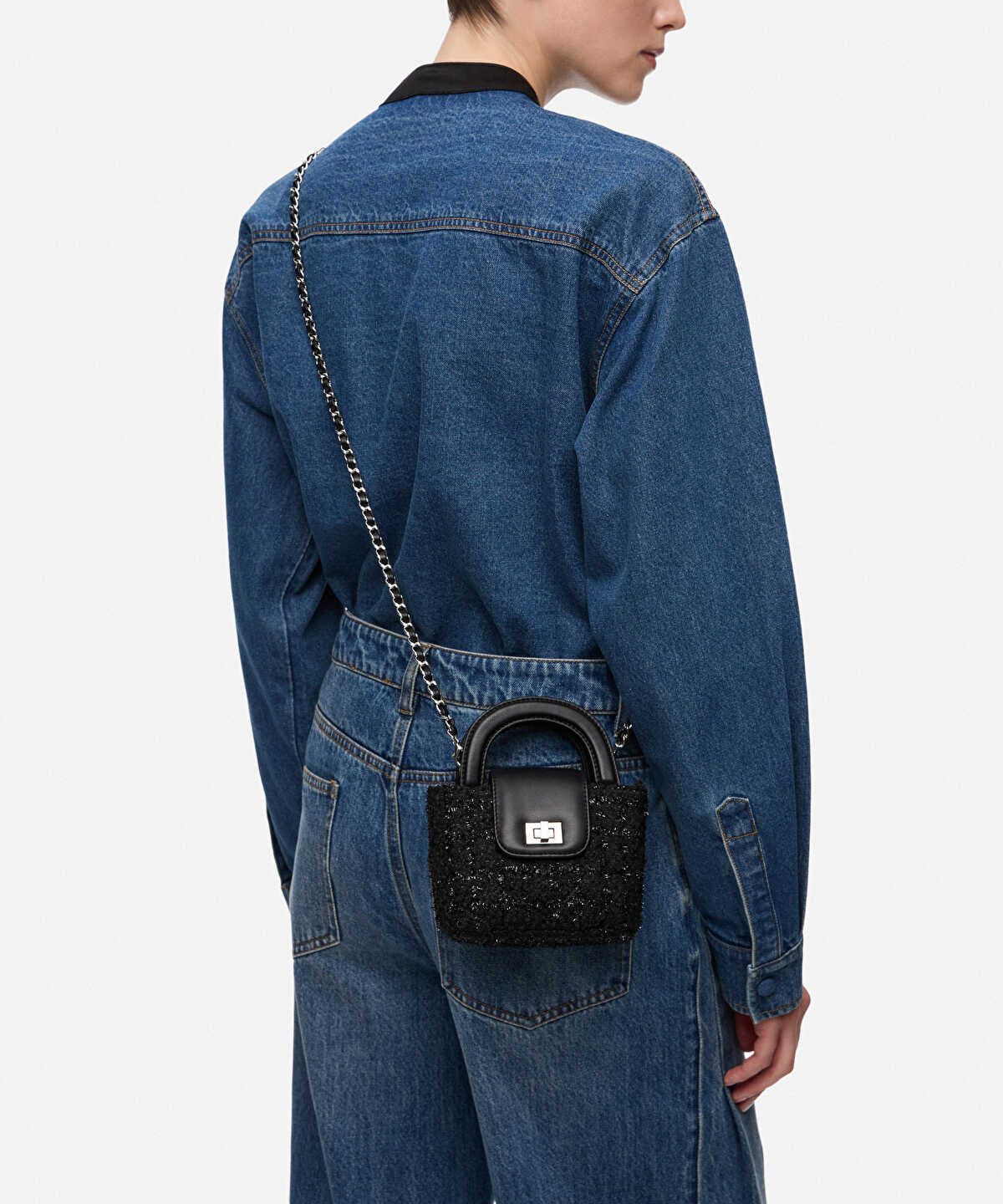 Chain-Strap Bag with Contrast Flap
