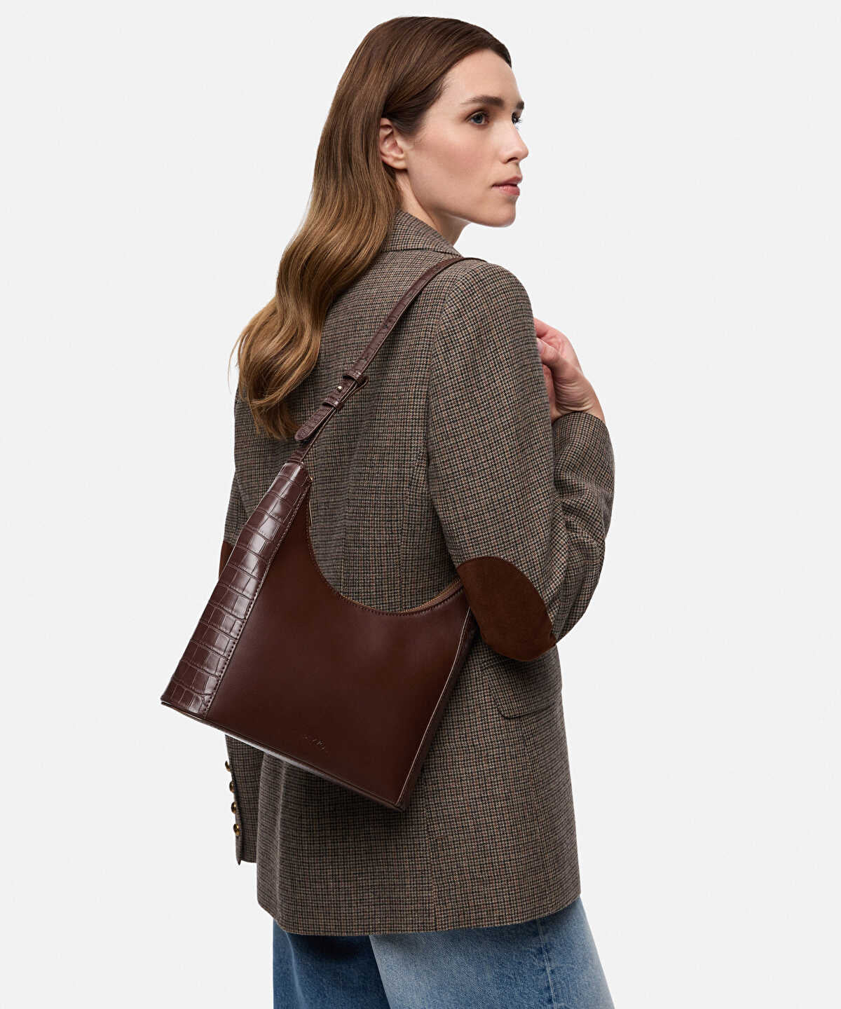 Mixed Media Leather-Look Bag