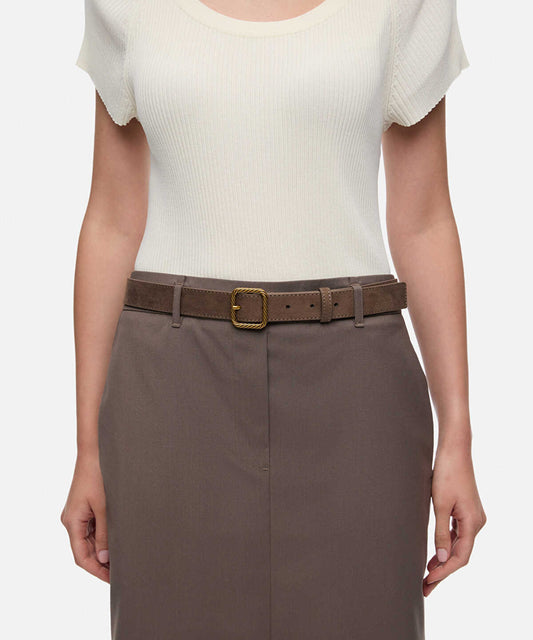 Textured Metal-Buckle Belt