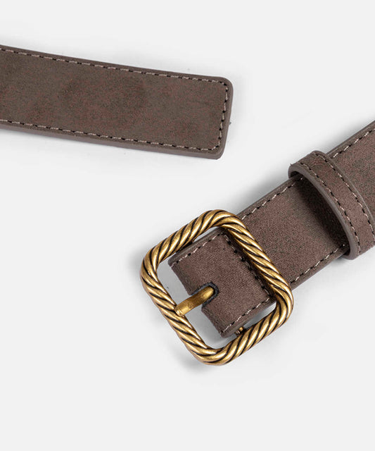 Textured Metal-Buckle Belt