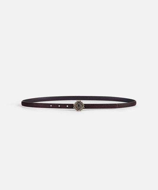 Belt with Combined Stone Metal Buckle