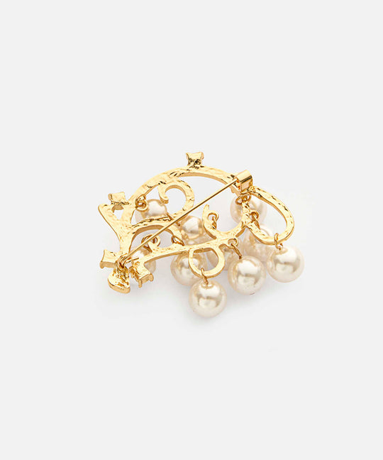 Faux-Pearl Embellished Brooch