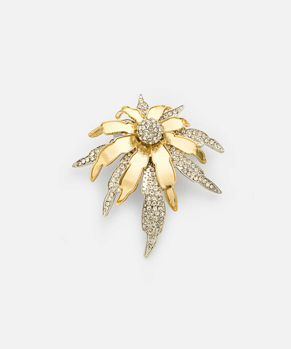 Zoomed Strass-Embellished Flower Brooch