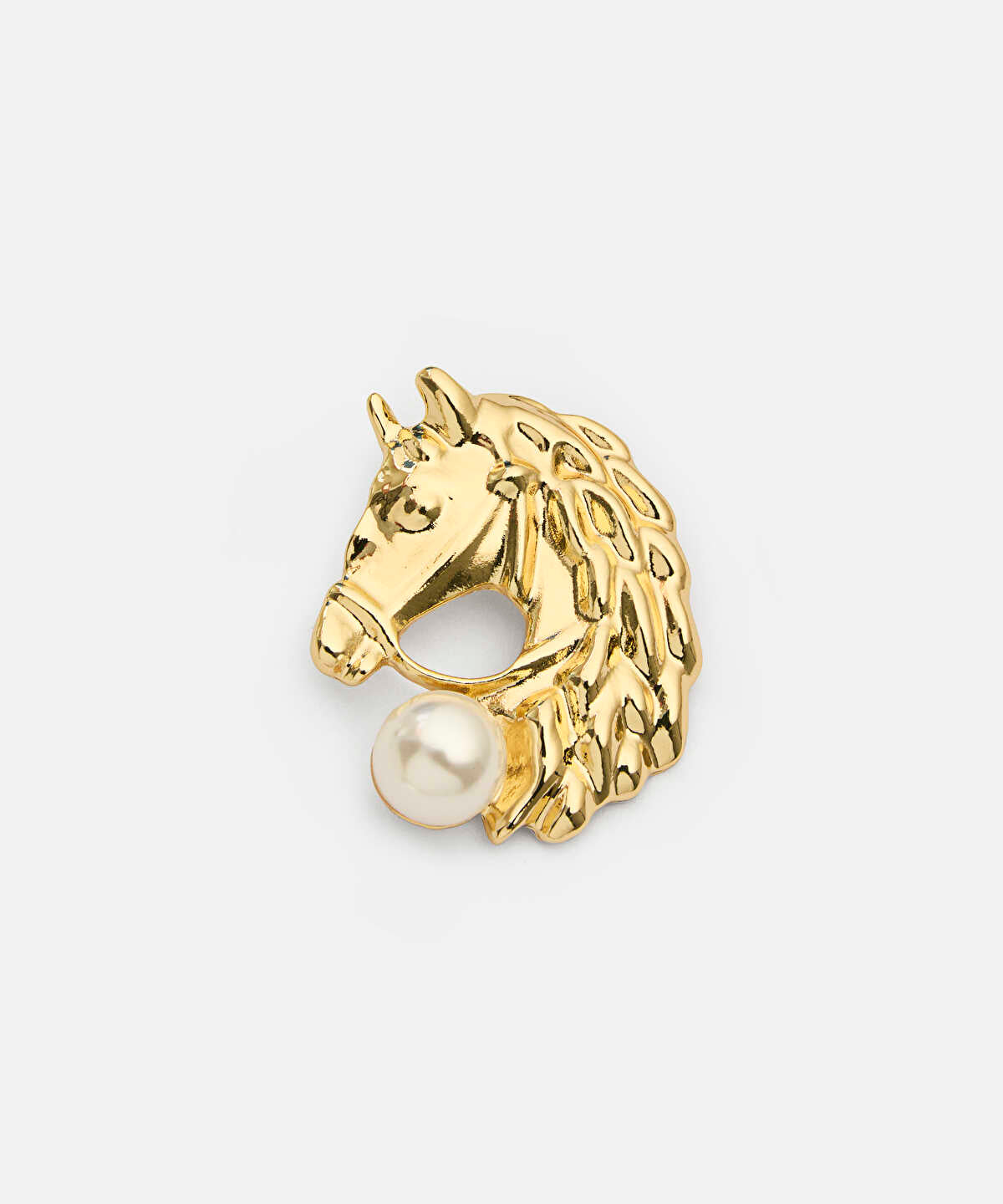 Zoomed Faux-Pearl Embellished Horse Brooch