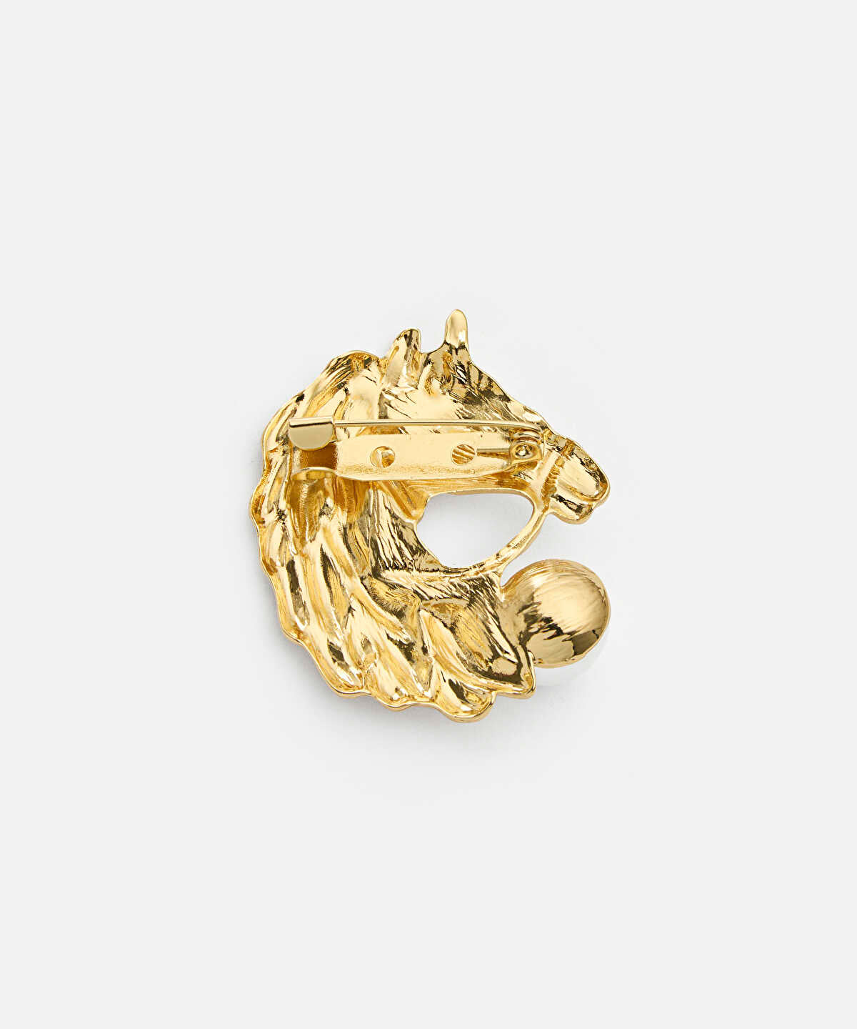 Zoomed Faux-Pearl Embellished Horse Brooch
