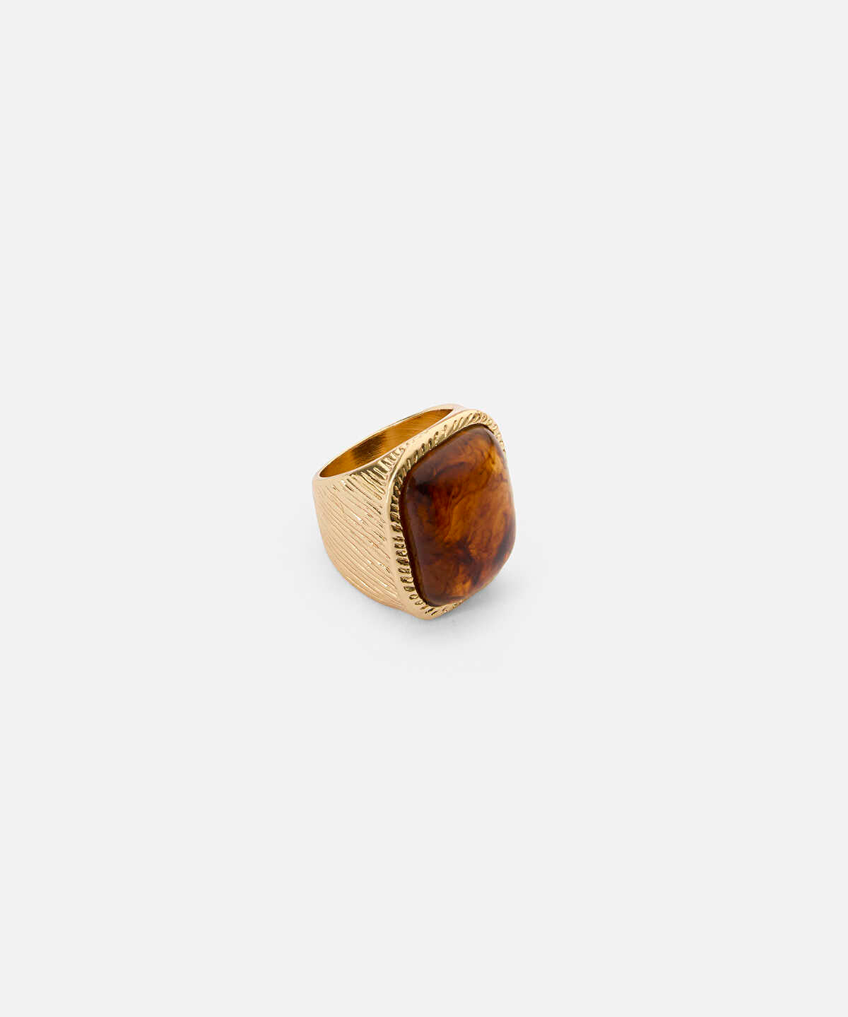 Zoomed Contrast-Stone Textured Metal Ring