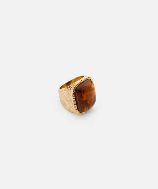 Contrast-Stone Textured Metal Ring