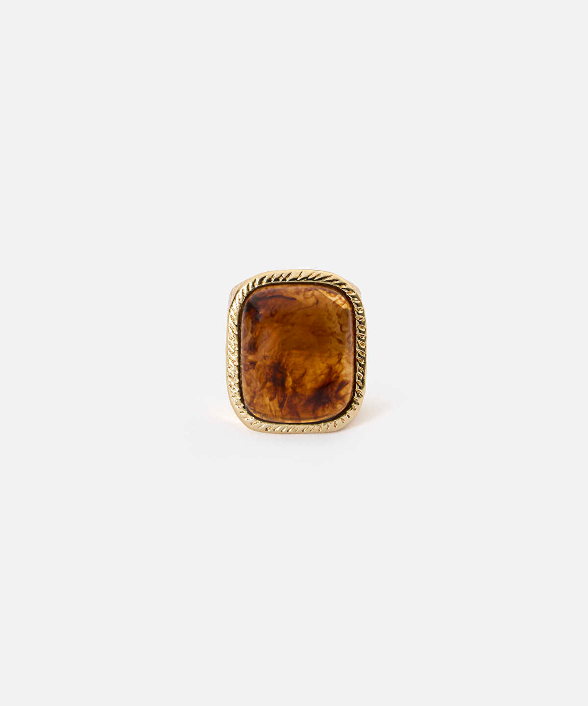 Zoomed Contrast-Stone Textured Metal Ring