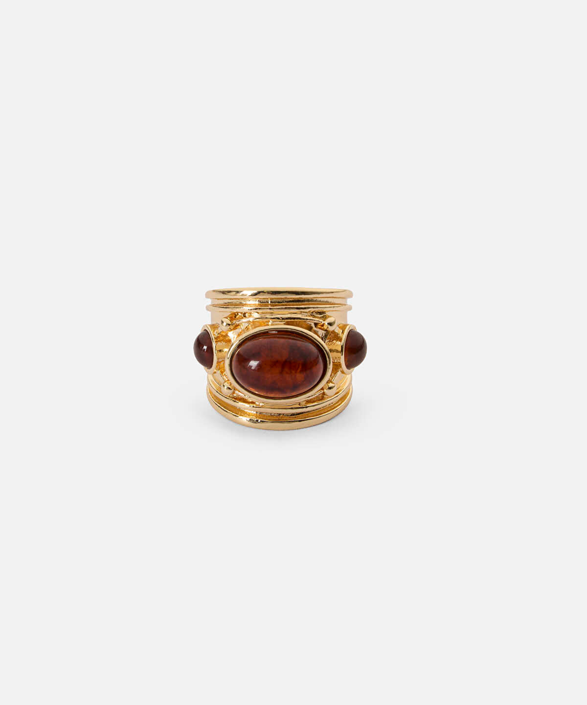 Zoomed Mixed-Bead Metal Ring