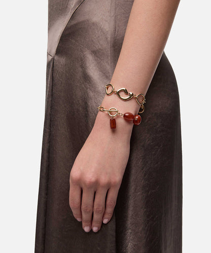 Set of Metal Chain and Bead Bracelets