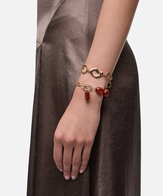 Set of Metal Chain and Bead Bracelets