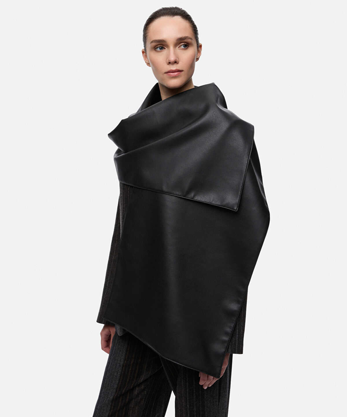 Zoomed Leather-Effect Scarf