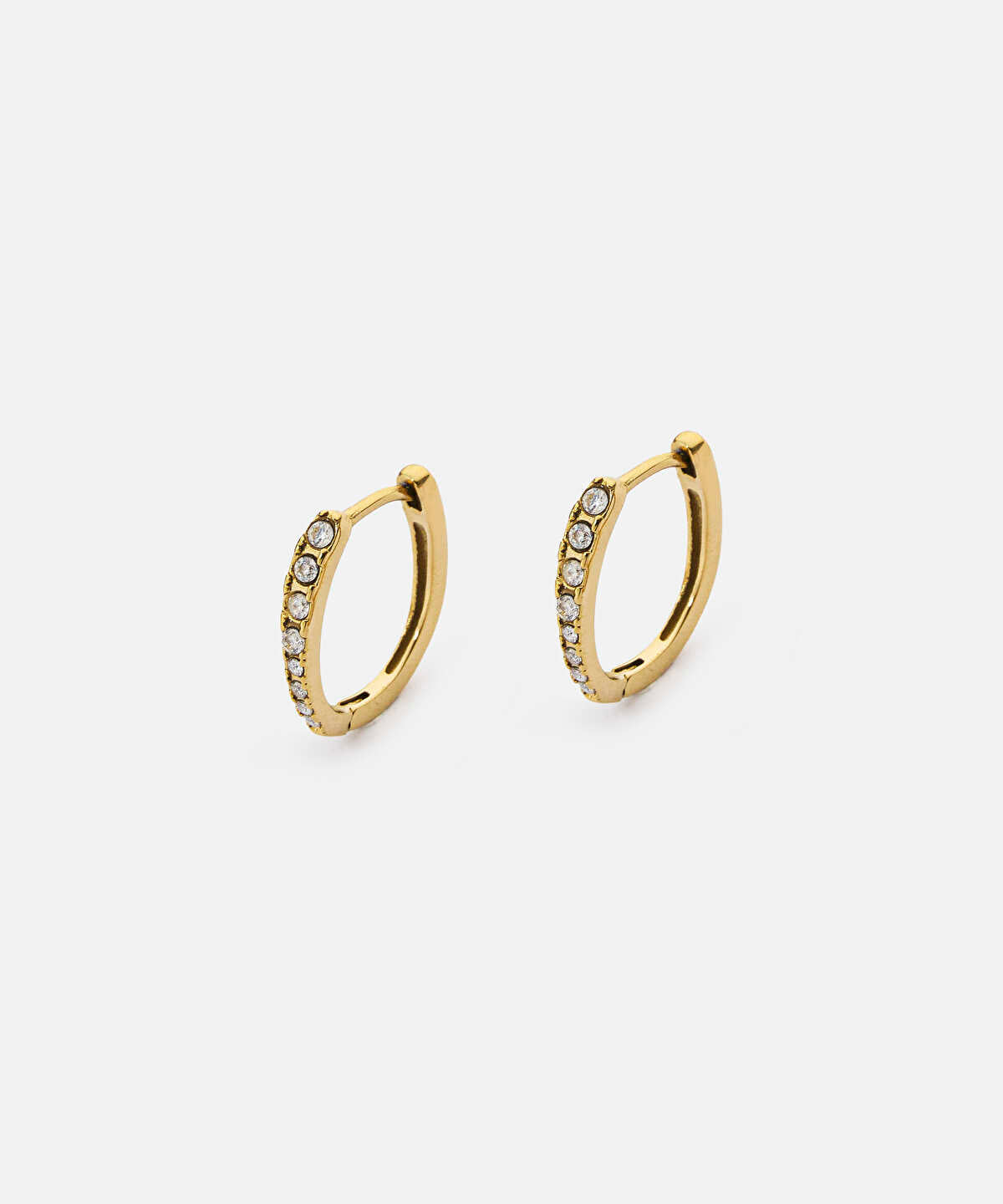 Zoomed Hoop Earrings with Rhinestones
