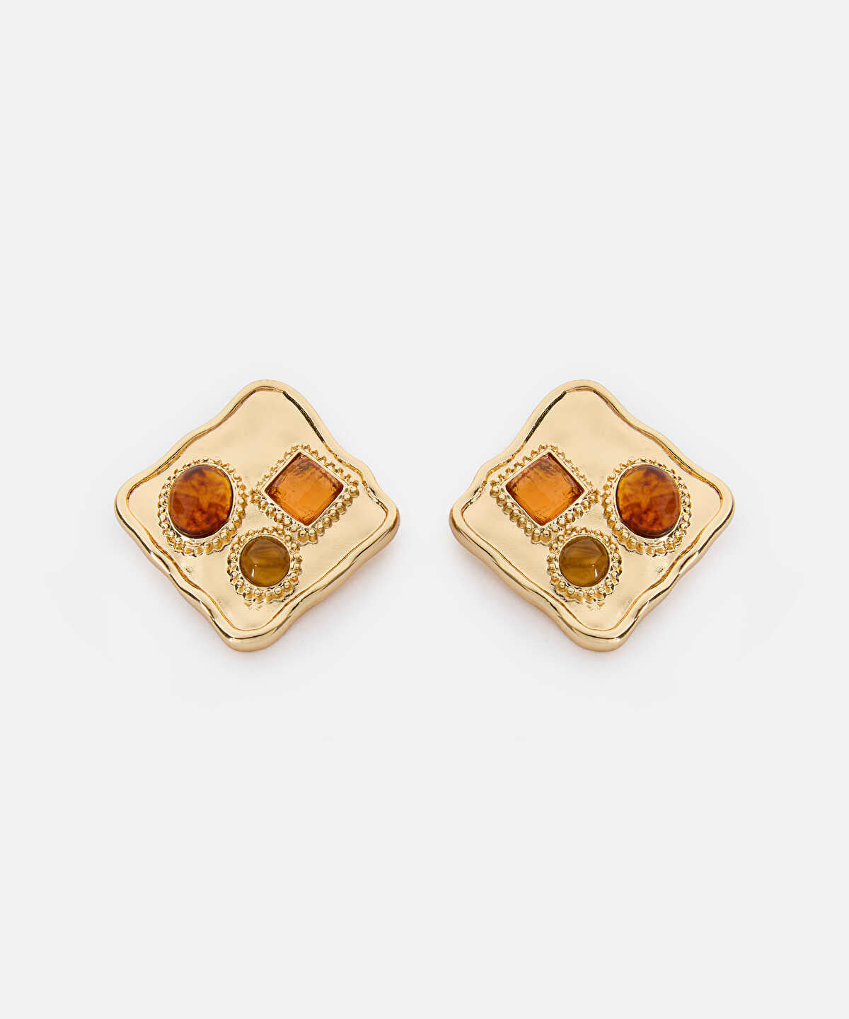 Zoomed Resin-Detail Metal Earrings