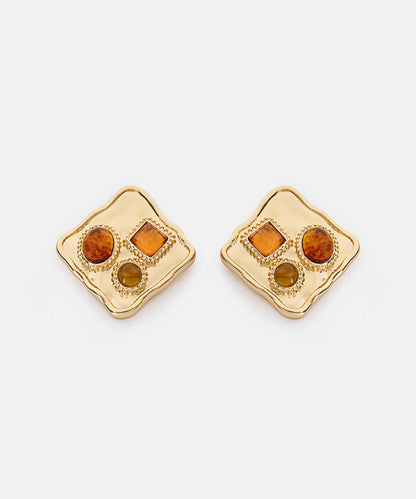 Resin-Detail Metal Earrings