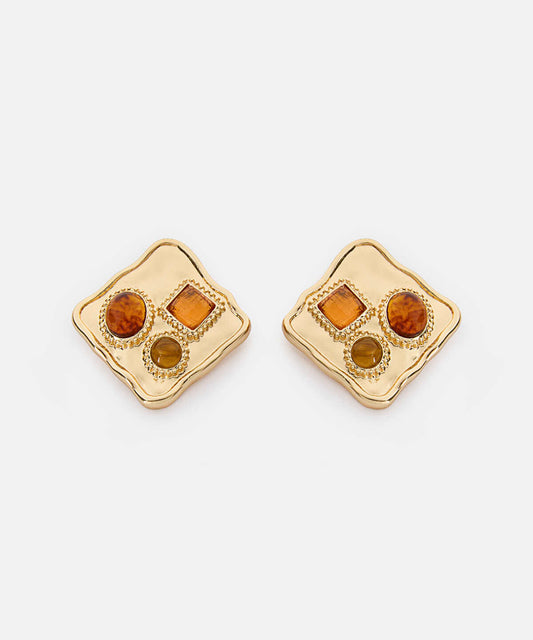 Resin-Detail Metal Earrings