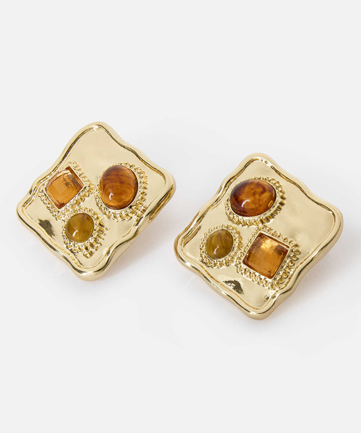 Zoomed Resin-Detail Metal Earrings