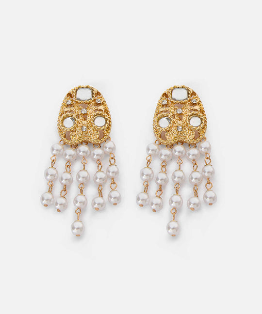 Strass and Faux Pearl Drop Earrings