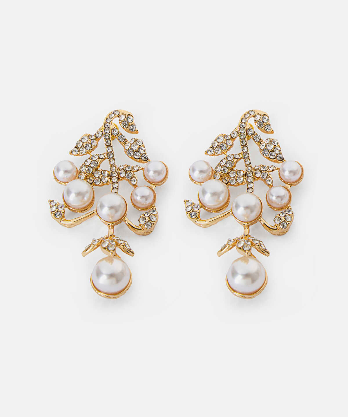 Zoomed Faux Pearl and Strass Earrings