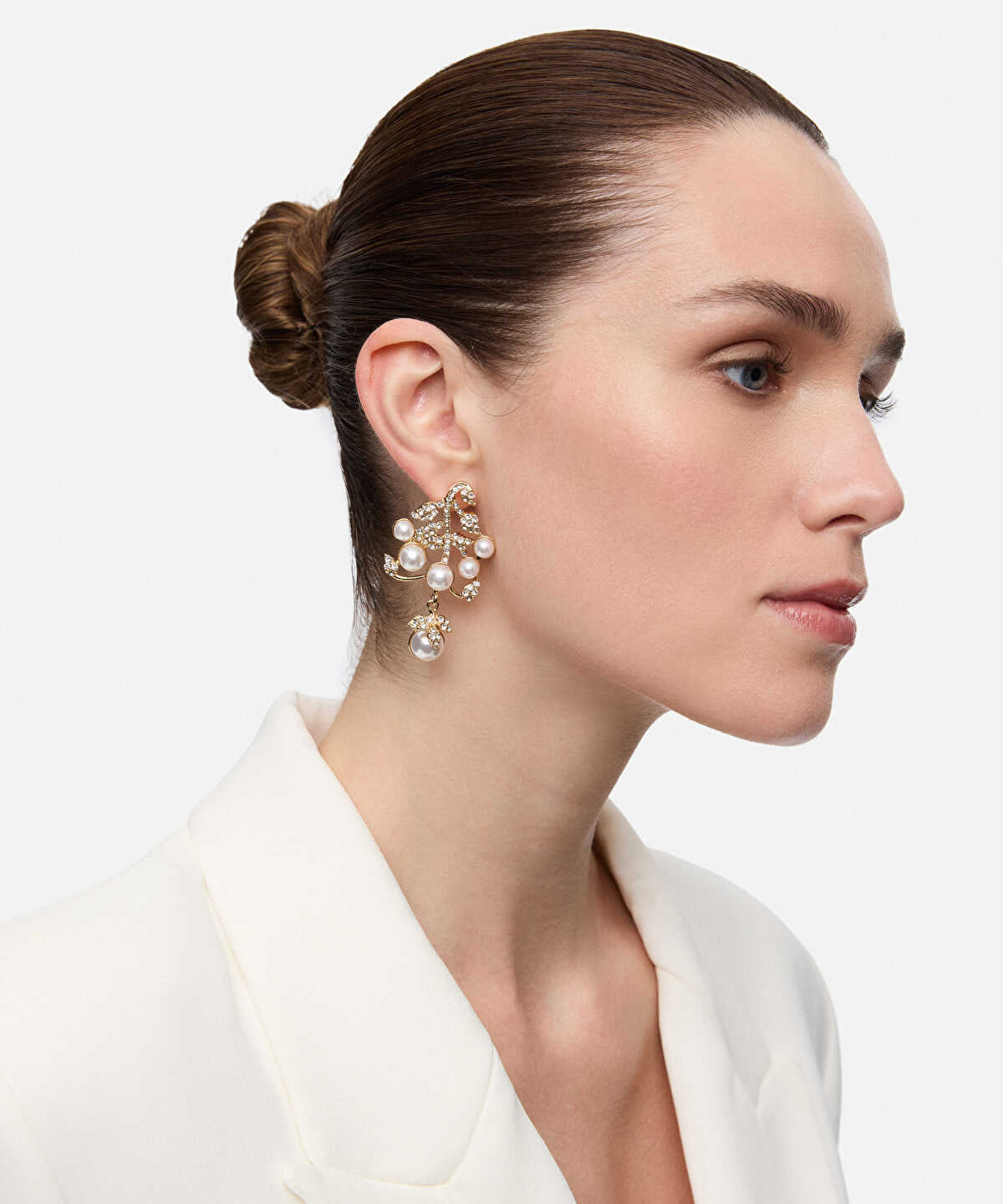 Zoomed Faux Pearl and Strass Earrings