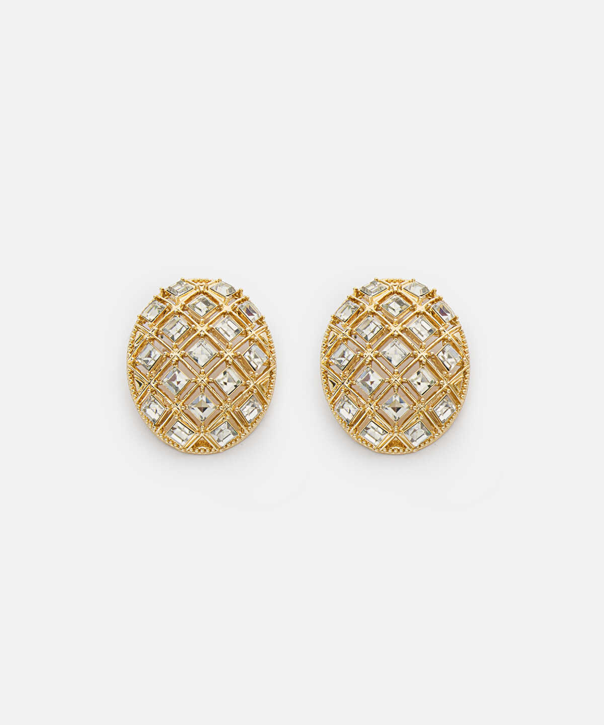 Metal Earrings with Rhinestones