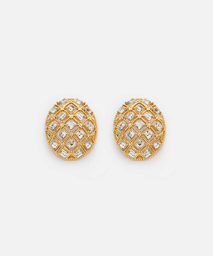 Metal Earrings with Rhinestones