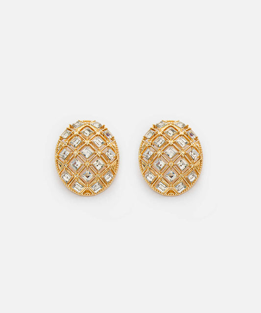 Metal Earrings with Rhinestones