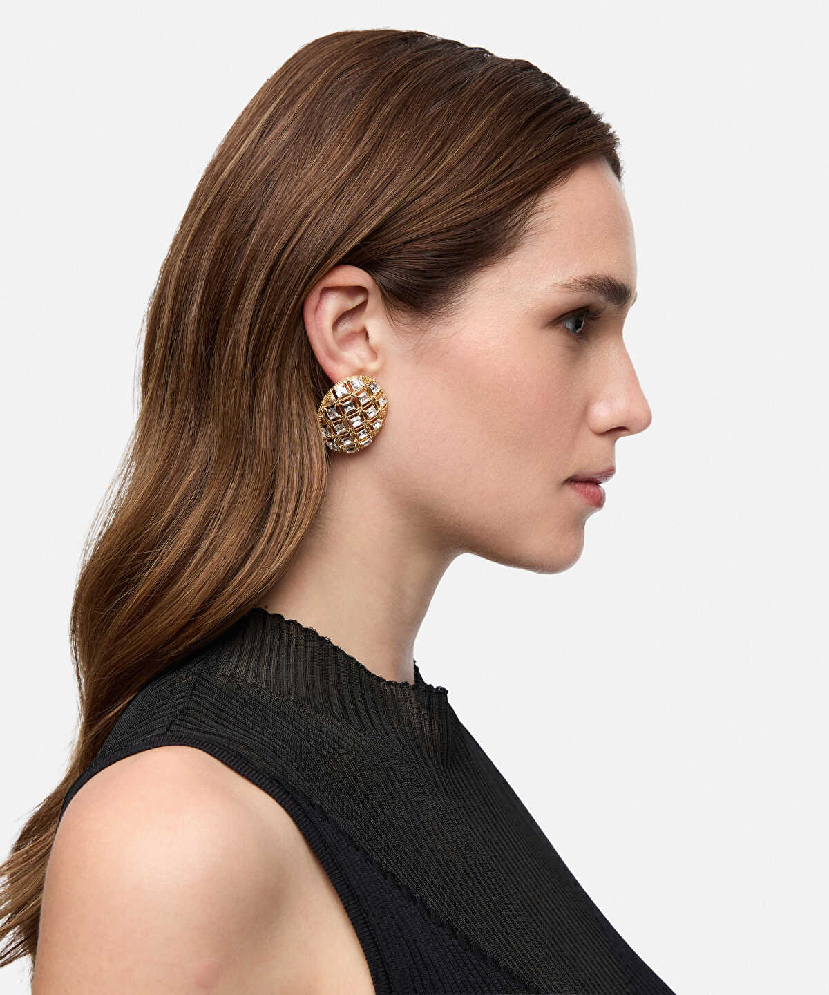 Metal Earrings with Rhinestones
