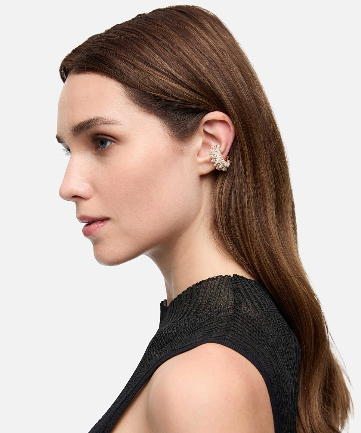 Zoomed Ear Cuff with Faux Pearls