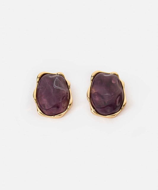 Metal Earrings with Resin