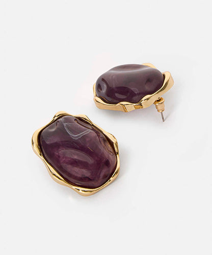 Metal Earrings with Resin