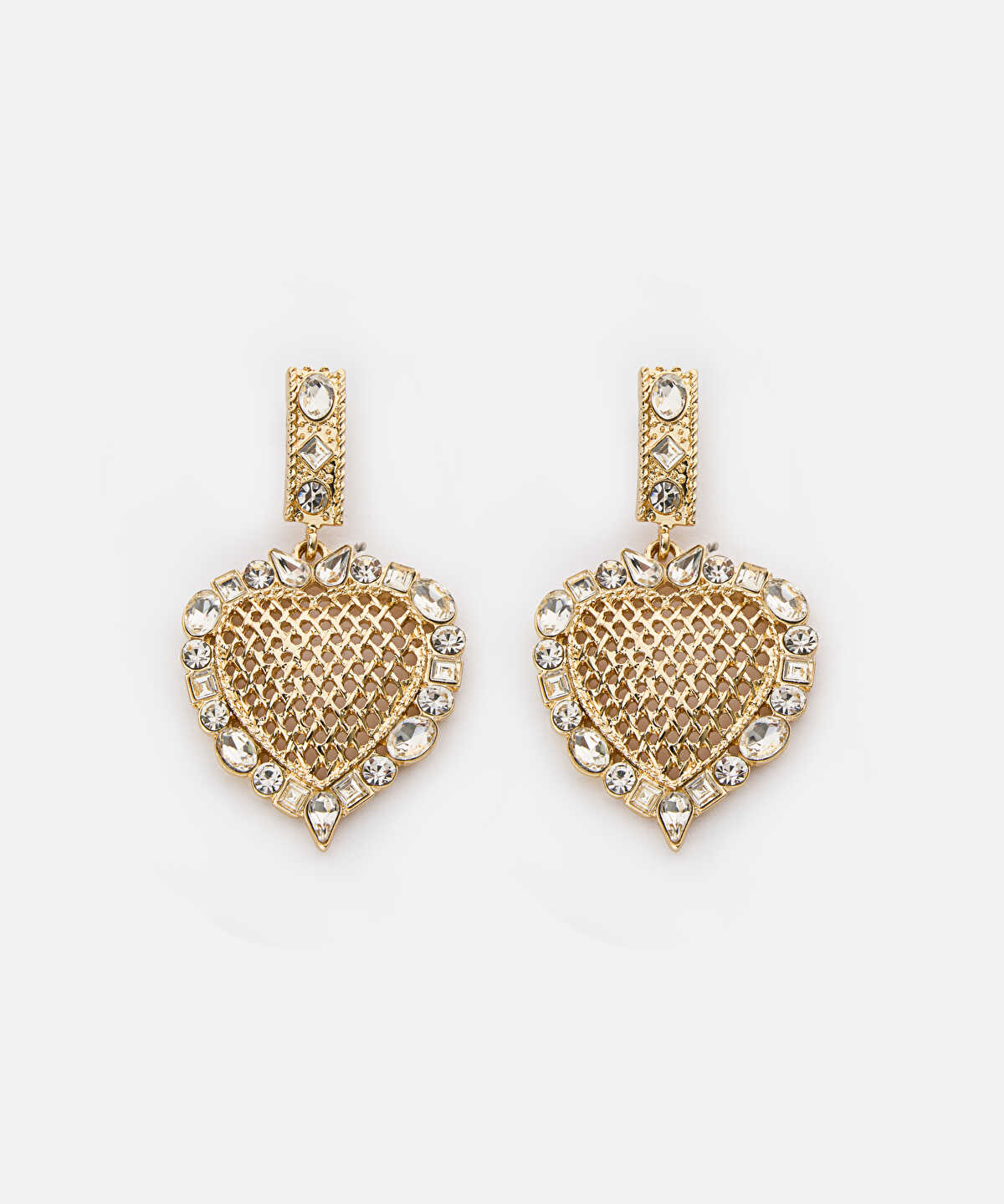 Zoomed Embellished Heart Drop Earrings