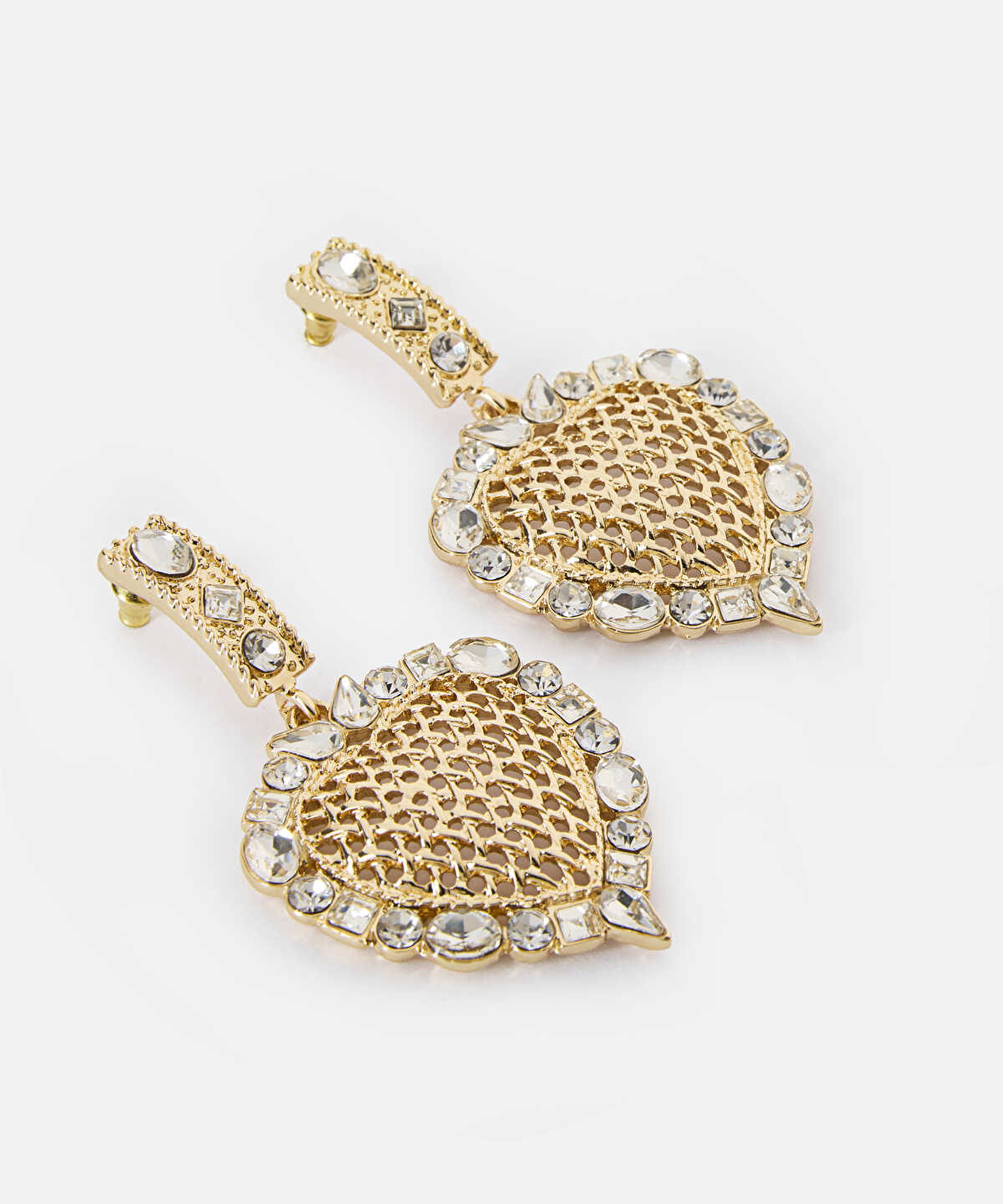 Zoomed Embellished Heart Drop Earrings