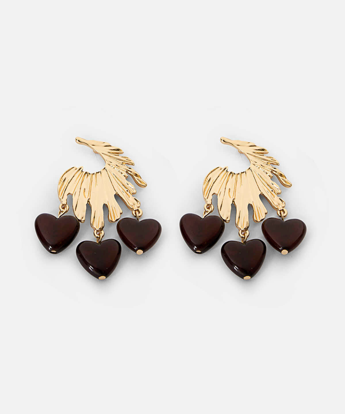 Textured Earrings with Heart Beads