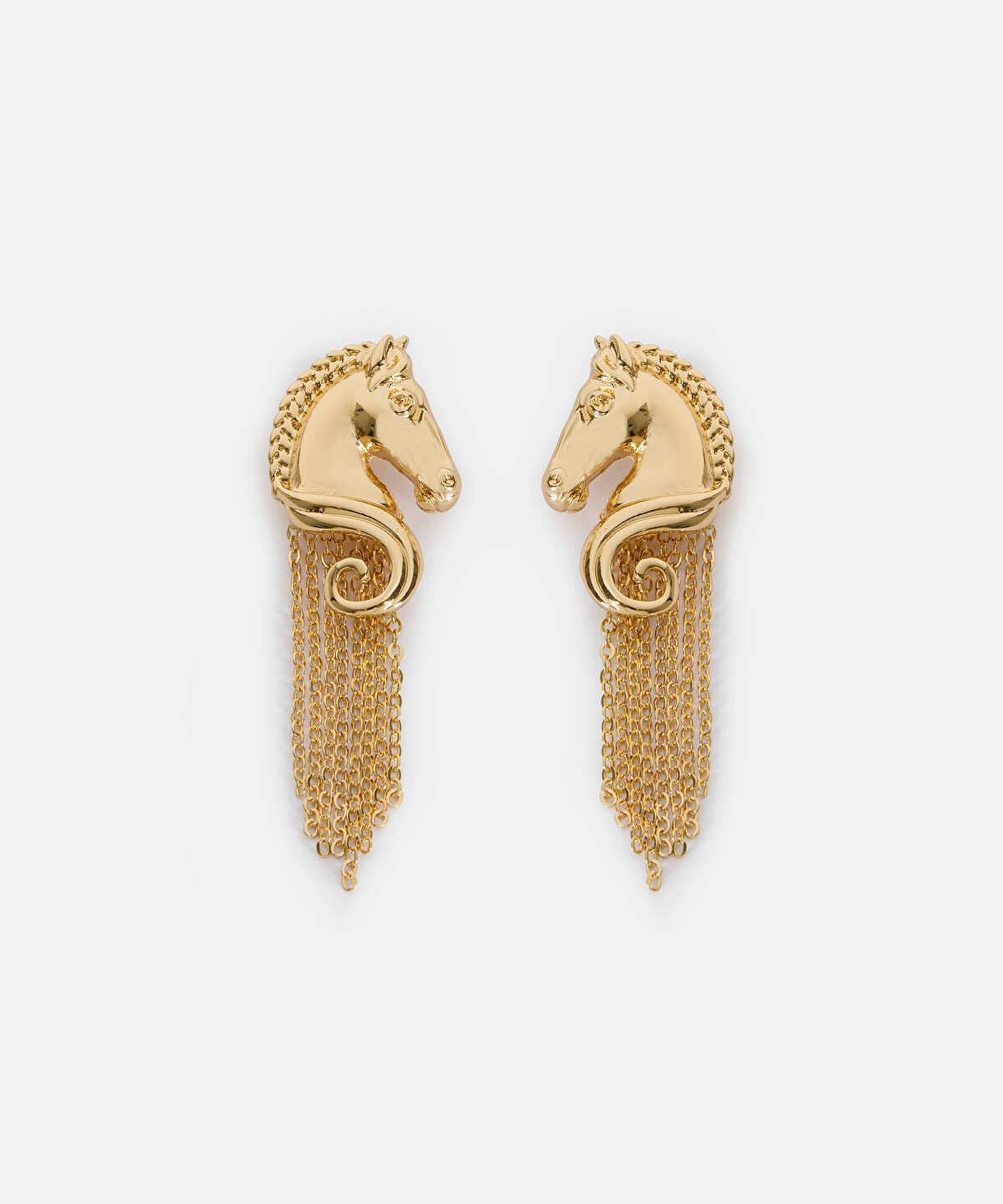Horse-Detail Chain Drop Earrings