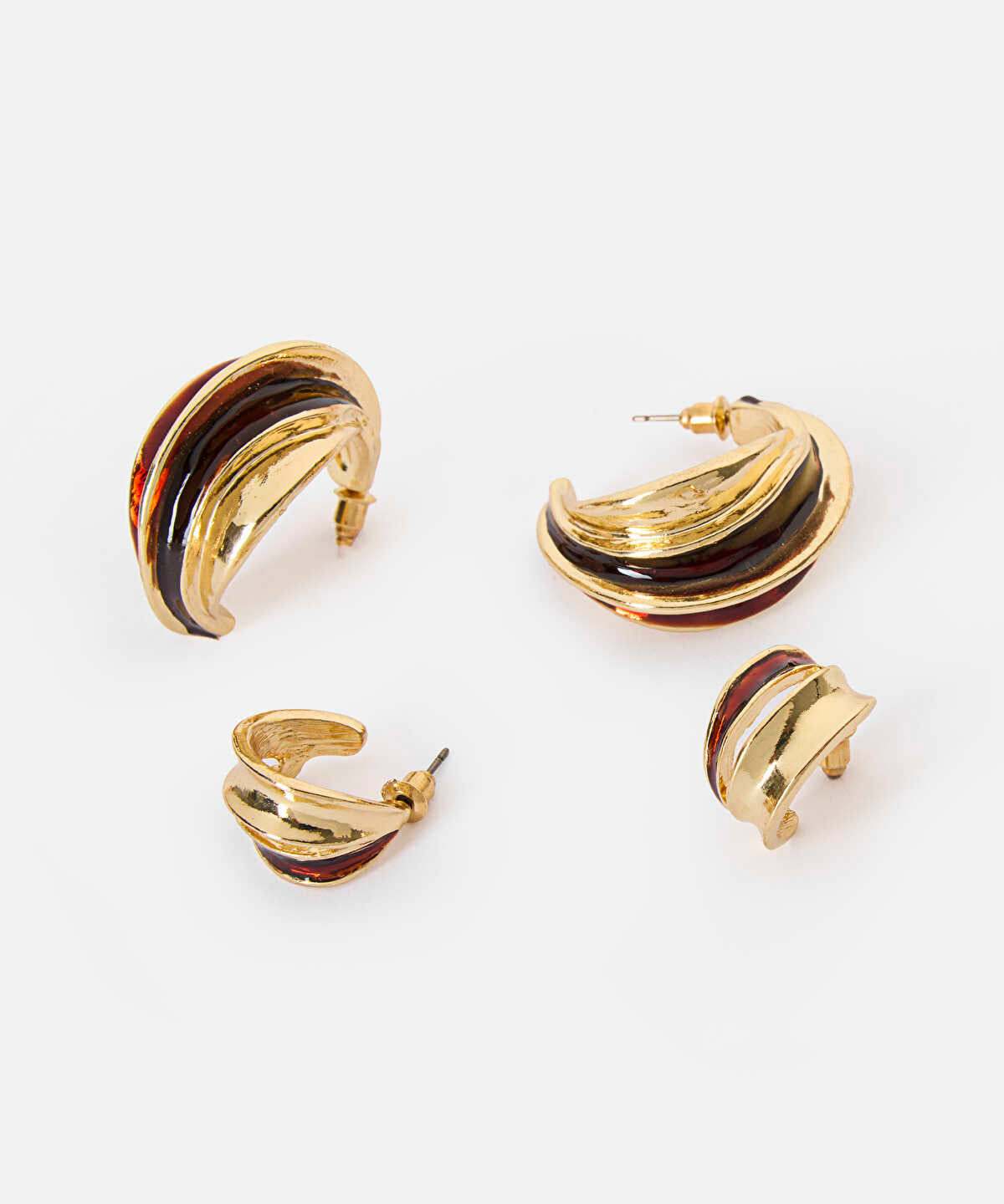 Zoomed Textured Hoop Earring Set