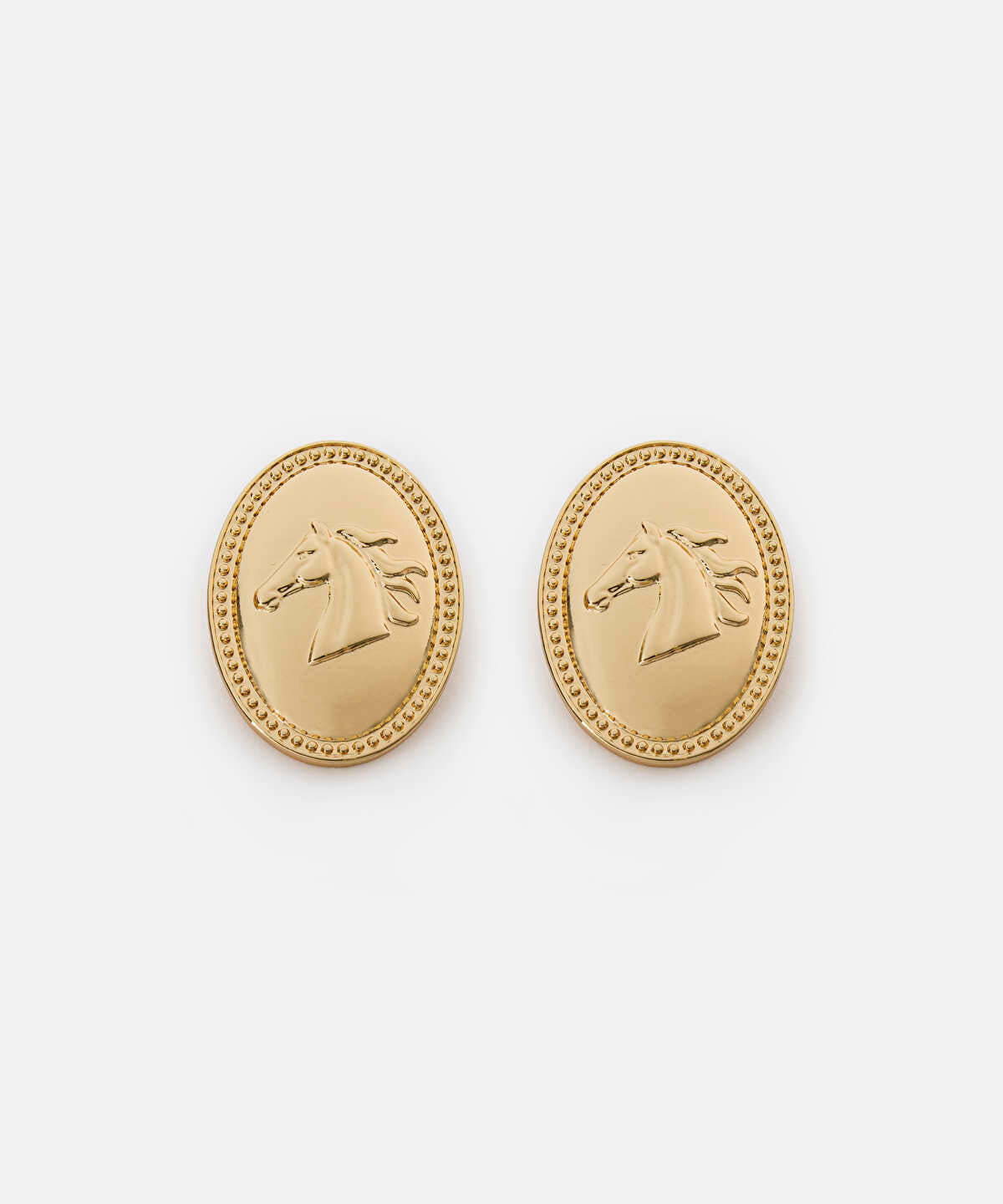 Horse-Detail Metal Earrings