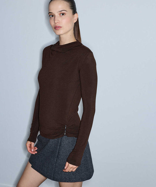 Metal Accent Gathered T-Shirt