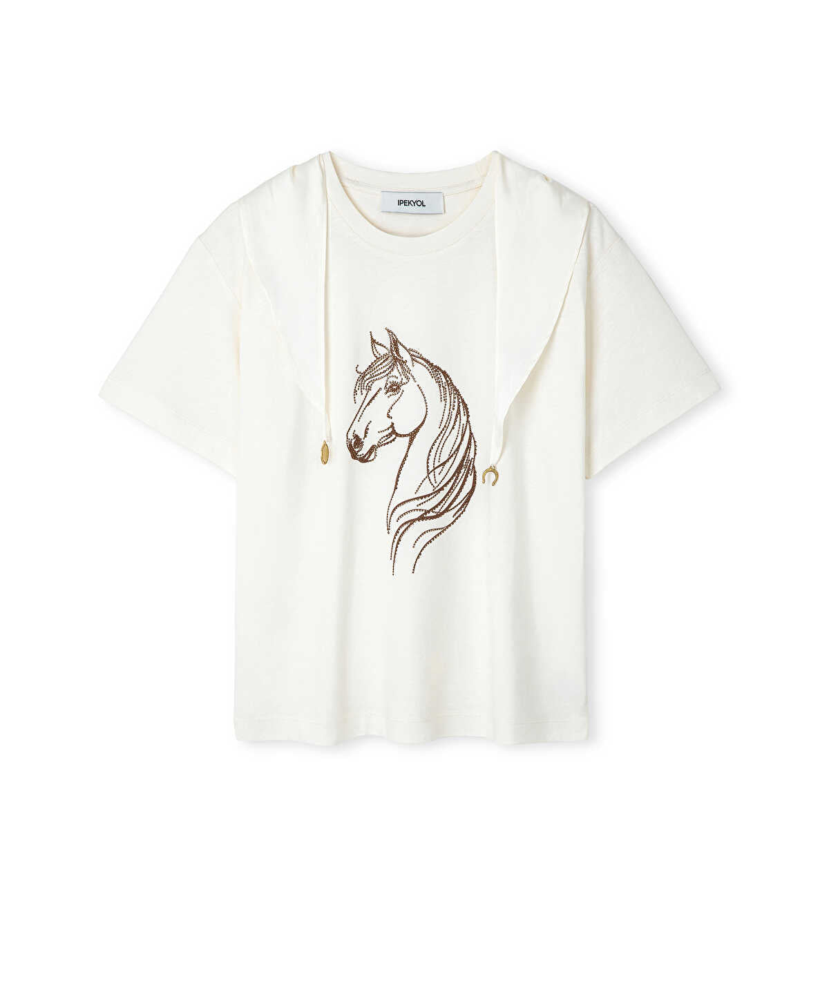 Rhinestone T-Shirt with Detachable Scarf