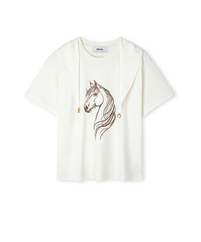 Rhinestone T-Shirt with Detachable Scarf