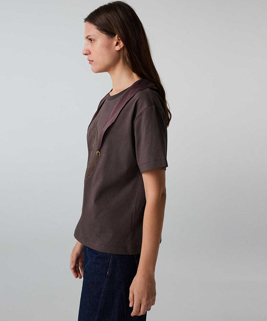 Rhinestone T-Shirt with Detachable Scarf